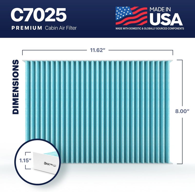 BNX TruFilter C7025 Cabin Air Filter, HEPA 99.97%, MADE IN USA, Compatible With Audi: A4, A4 Quattro, RS4, S4 - Image 3